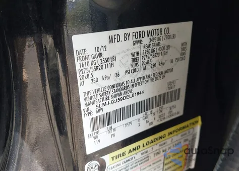 2013 Lincoln Navigator z USA, uszkodzony, nr VIN 5LMJJ2J59DEL01844